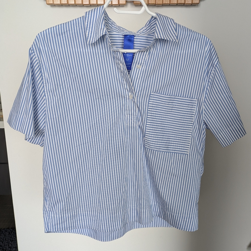 Kit and Ace Blue and White Striped Casual Shirt
